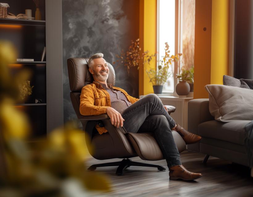 Proefzitten tijdens een thuisdemo van Zitcomfort