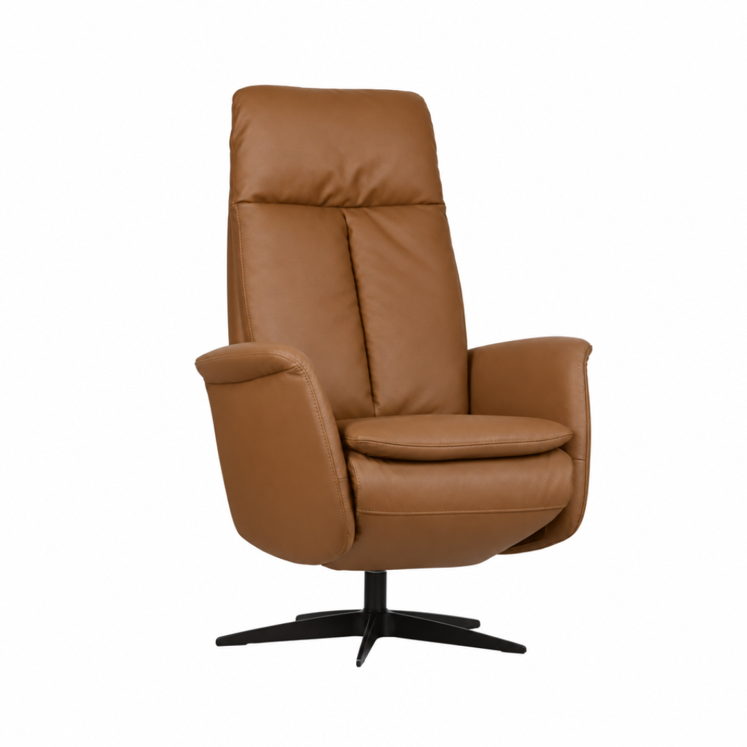 Relaxstoel Amsterdam in cognackleurige bekleding